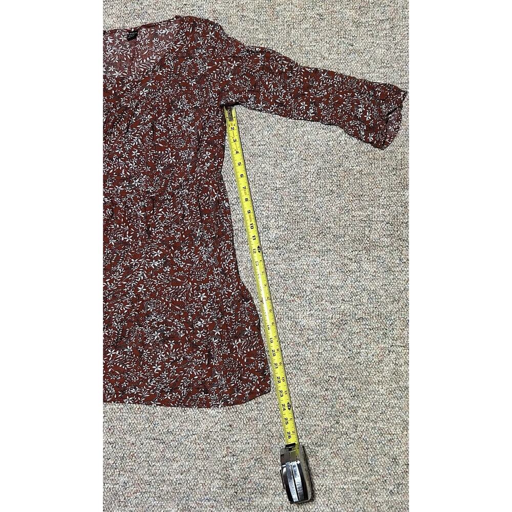 SHEIN Maroon Ditsy Floral Print Dress Size Small Flare Sleeves - Picture 10 of 12